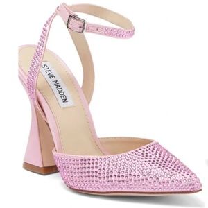 Steve Madden Zestful Stone Embellished Pointed Toe Pump in Pink | Size 7